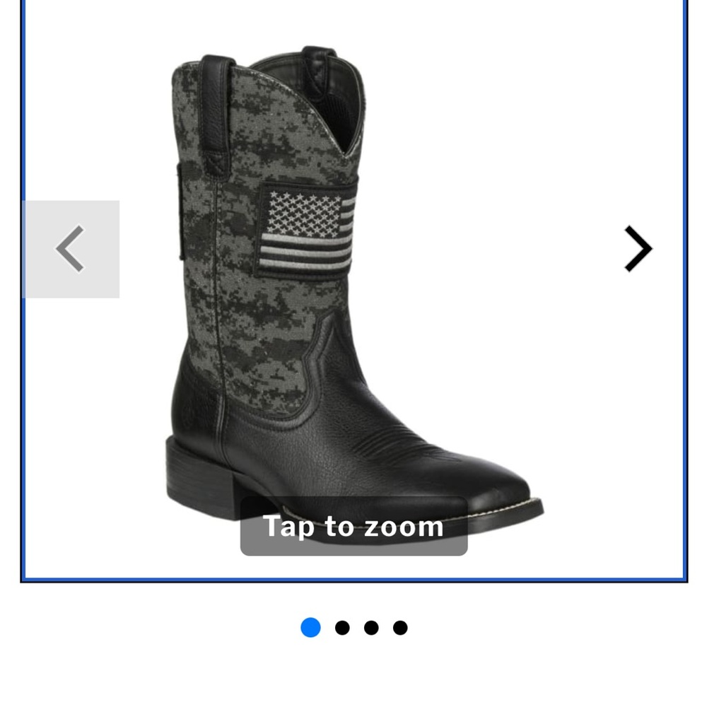Ariat men’s sport patriot black deertan and black camo American flag patch